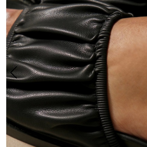 Black Vegan Ruched Slider Sandals - Picture 3 of 3